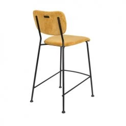 Zuiver Chaises Et Tabourets De Bar Lot De 2 Tabourets De Bar En Velours Côtelé 65cm Jaune Moutarde -Bancs Soldes lot de 2 tabourets de bar en velours cotele 65cm jaune moutarde 5