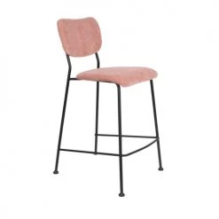 Zuiver Chaises Et Tabourets De Bar Lot De 2 Tabourets De Bar En Velours Côtelé 65cm Rose -Bancs Soldes lot de 2 tabourets de bar en velours cotele 65cm rose 3