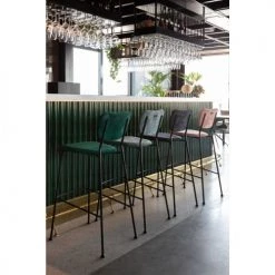Zuiver Chaises Et Tabourets De Bar Lot De 2 Tabourets De Bar En Velours Côtelé 75cm Gris -Bancs Soldes lot de 2 tabourets de bar en velours cotele 75cm gris 2