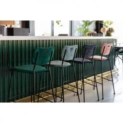 Zuiver Chaises Et Tabourets De Bar Lot De 2 Tabourets De Bar En Velours Côtelé 75cm Gris -Bancs Soldes lot de 2 tabourets de bar en velours cotele 75cm gris 3