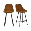 Meubles & Design Chaises Et Tabourets De Bar Lot De 2 Tabourets De Bar En Velours Côtelé Marron -Bancs Soldes lot de 2 tabourets de bar en velours cotele marron