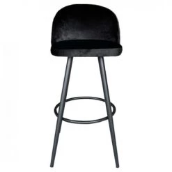 Meubles & Design Chaises Et Tabourets De Bar Lot De 2 Tabourets De Bar En Velours Noir -Bancs Soldes lot de 2 tabourets de bar en velours noir 2