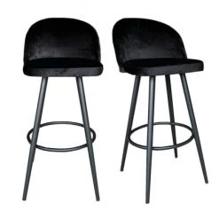 Meubles & Design Chaises Et Tabourets De Bar Lot De 2 Tabourets De Bar En Velours Noir
