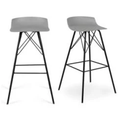 Meubles & Design Chaises Et Tabourets De Bar Lot De 2 Tabourets De Bar Blanc -Bancs Soldes lot de 2 tabourets de bar gris 1