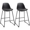 Homcom Chaises Et Tabourets De Bar Lot De 2 Tabourets De Bar Industriel Avec Dossier Noir -Bancs Soldes lot de 2 tabourets de bar industriel avec dossier noir