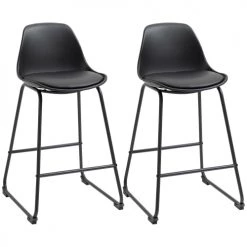 Homcom Chaises Et Tabourets De Bar Lot De 2 Tabourets De Bar Industriel Avec Dossier Noir