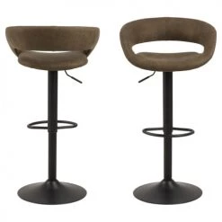 Toilinux Chaises Et Tabourets De Bar Lot De 2 Tabourets De Bar Marron -Bancs Soldes lot de 2 tabourets de bar marron 3