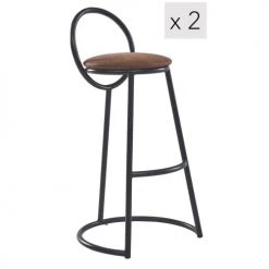 Nordlys Chaises Et Tabourets De Bar Lot De 2 Tabourets De Bar Modernes En Métal Et Simili Cuir Marron