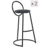Nordlys Chaises Et Tabourets De Bar Lot De 2 Tabourets De Bar Modernes En Métal Et Simili Cuir Noir -Bancs Soldes lot de 2 tabourets de bar modernes en metal et simili cuir noir