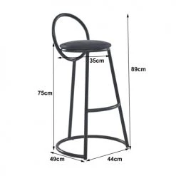 Nordlys Chaises Et Tabourets De Bar Lot De 2 Tabourets De Bar Modernes En Métal Et Simili Cuir Noir -Bancs Soldes lot de 2 tabourets de bar modernes en metal et simili cuir noir 3