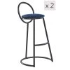 Nordlys Chaises Et Tabourets De Bar Lot De 2 Tabourets De Bar Modernes En Métal Et Velours Bleu