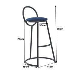 Nordlys Chaises Et Tabourets De Bar Lot De 2 Tabourets De Bar Modernes En Métal Et Velours Bleu -Bancs Soldes lot de 2 tabourets de bar modernes en metal et velours bleu 4