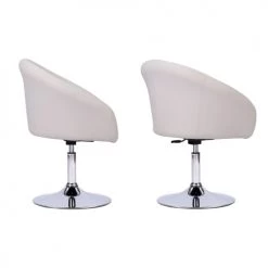 Happy Garden Chaises Et Tabourets De Bar Lot De 2 Tabourets De Bar Réglable En Simili Blanc -Bancs Soldes lot de 2 tabourets de bar reglable en simili blanc 2