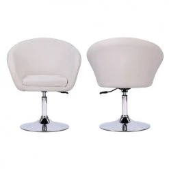 Happy Garden Chaises Et Tabourets De Bar Lot De 2 Tabourets De Bar Réglable En Simili Blanc -Bancs Soldes lot de 2 tabourets de bar reglable en simili blanc 3