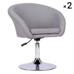 Happy Garden Chaises Et Tabourets De Bar Lot De 2 Tabourets De Bar Réglable En Simili Gris