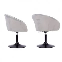 Happy Garden Chaises Et Tabourets De Bar Lot De 2 Tabourets De Bar Réglable En Velours Gris -Bancs Soldes lot de 2 tabourets de bar reglable en velours gris 2