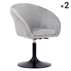 Happy Garden Chaises Et Tabourets De Bar Lot De 2 Tabourets De Bar Réglable En Velours Gris