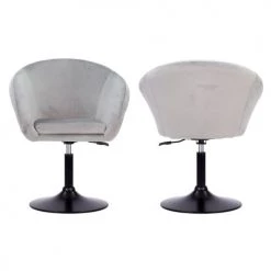 Happy Garden Chaises Et Tabourets De Bar Lot De 2 Tabourets De Bar Réglable En Velours Gris -Bancs Soldes lot de 2 tabourets de bar reglable en velours gris 3