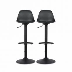 Alice's Garden Chaises Et Tabourets De Bar Lot De 2 Tabourets De Bar Réglables, Simili Cuir Noir -Bancs Soldes lot de 2 tabourets de bar reglables simili cuir noir 3