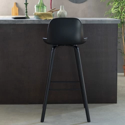 Zuiver Chaises Et Tabourets De Bar Lot De 2 Tabourets De Bar Résine Et Bois Pieds Noirs 76cm Noir 5 Zuiver Chaises Et Tabourets De Bar Lot De 2 Tabourets De Bar Résine Et Bois Pieds Noirs 76cm Noir – Image 3