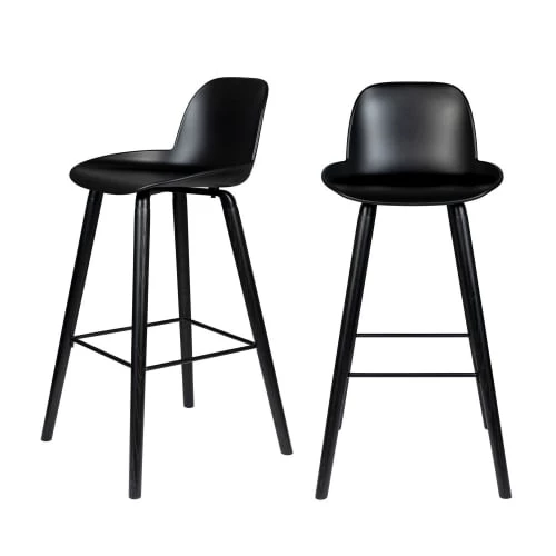 Zuiver Chaises Et Tabourets De Bar Lot De 2 Tabourets De Bar Résine Et Bois Pieds Noirs 76cm Noir 3 Zuiver Chaises Et Tabourets De Bar Lot De 2 Tabourets De Bar Résine Et Bois Pieds Noirs 76cm Noir