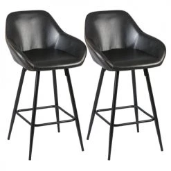 Altobuy Chaises Et Tabourets De Bar Lot De 2 Tabourets De Bar Simili Noir