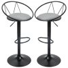 Homcom Chaises Et Tabourets De Bar Lot De 2 Tabourets De Bar Style Néo-rétro Gris Noir -Bancs Soldes lot de 2 tabourets de bar style neo retro gris noir