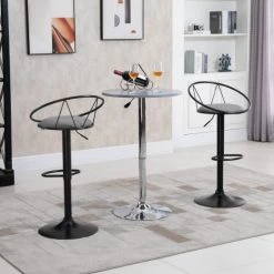 Homcom Chaises Et Tabourets De Bar Lot De 2 Tabourets De Bar Style Néo-rétro Gris Noir -Bancs Soldes lot de 2 tabourets de bar style neo retro gris noir 3