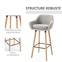 Homcom Chaises Et Tabourets De Bar Lot De 2 Tabourets De Bar Style Scandinave Repose-pieds Et Accoudoirs -Bancs Soldes lot de 2 tabourets de bar style scandinave repose pieds et accoudoirs 11