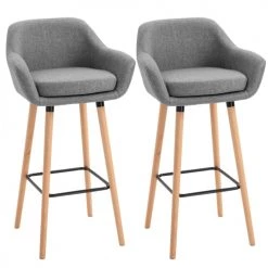 Homcom Chaises Et Tabourets De Bar Lot De 2 Tabourets De Bar Style Scandinave Repose-pieds Et Accoudoirs