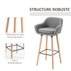 Homcom Chaises Et Tabourets De Bar Lot De 2 Tabourets De Bar Style Scandinave Repose-pieds Et Accoudoirs -Bancs Soldes lot de 2 tabourets de bar style scandinave repose pieds et accoudoirs 5