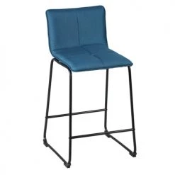 Bancs Soldes -Bancs Soldes lot de 2 tabourets de bar tissu bleu petrole 2