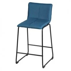 Altobuy Chaises Et Tabourets De Bar Lot De 2 Tabourets De Bar Tissu Bleu Pétrole -Bancs Soldes lot de 2 tabourets de bar tissu bleu petrole 3