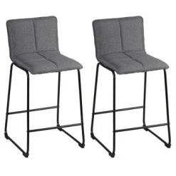 Altobuy Chaises Et Tabourets De Bar Lot De 2 Tabourets De Bar Tissu Bleu Pétrole -Bancs Soldes lot de 2 tabourets de bar tissu gris 4