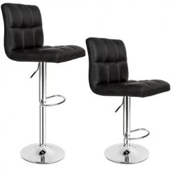 Tectake Chaises Et Tabourets De Bar Lot De 2 Tabourets De Bar TONY Noir