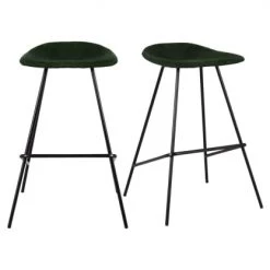 Meubles & Design Chaises Et Tabourets De Bar Lot De 2 Tabourets De Bar Velours Côtelé Vert