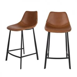 Dutchbone Chaises Et Tabourets De Bar Lot De 2 Tabourets De Bar Vintage 65cm Marron