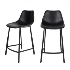 Dutchbone Chaises Et Tabourets De Bar Lot De 2 Tabourets De Bar Vintage 65cm Noir