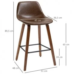 Homcom Chaises Et Tabourets De Bar Lot De 2 Tabourets De Bar Vintage Structure Bois Marron Effet Vieilli -Bancs Soldes lot de 2 tabourets de bar vintage structure bois marron effet vieilli 2