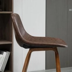 Homcom Chaises Et Tabourets De Bar Lot De 2 Tabourets De Bar Vintage Structure Bois Marron Effet Vieilli -Bancs Soldes lot de 2 tabourets de bar vintage structure bois marron effet vieilli 3