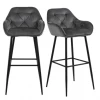 Meubles & Design Chaises Et Tabourets De Bar Lot De 2 Tabourets Design En Velours Et Métal Gris -Bancs Soldes lot de 2 tabourets design en velours et metal gris