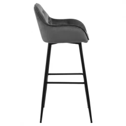 Meubles & Design Chaises Et Tabourets De Bar Lot De 2 Tabourets Design En Velours Et Métal Gris -Bancs Soldes lot de 2 tabourets design en velours et metal gris 2