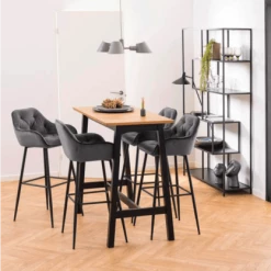 Meubles & Design Chaises Et Tabourets De Bar Lot De 2 Tabourets Design En Velours Et Métal Gris -Bancs Soldes lot de 2 tabourets design en velours et metal gris 5