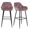 Meubles & Design Chaises Et Tabourets De Bar Lot De 2 Tabourets Design En Velours Et Métal Rose -Bancs Soldes lot de 2 tabourets design en velours et metal rose 1