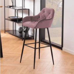 Meubles & Design Chaises Et Tabourets De Bar Lot De 2 Tabourets Design En Velours Et Métal Rose 9 Meubles & Design Chaises Et Tabourets De Bar Lot De 2 Tabourets Design En Velours Et Métal Rose -Bancs Soldes lot de 2 tabourets design en velours et metal rose 2