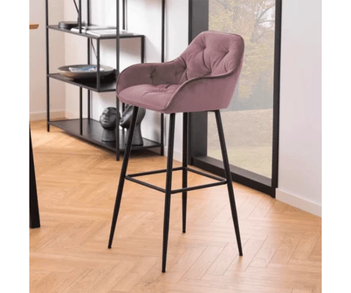 Meubles & Design Chaises Et Tabourets De Bar Lot De 2 Tabourets Design En Velours Et Métal Rose 4 Meubles & Design Chaises Et Tabourets De Bar Lot De 2 Tabourets Design En Velours Et Métal Rose – Image 2