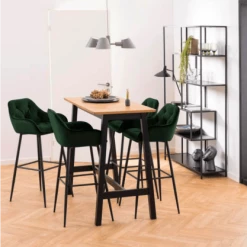 Meubles & Design Chaises Et Tabourets De Bar Lot De 2 Tabourets Design En Velours Et Métal Vert -Bancs Soldes lot de 2 tabourets design en velours et metal vert 3