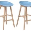 Beliani Chaises Et Tabourets De Bar Lot De 2 Tabourets En Bois Bleu Clair -Bancs Soldes lot de 2 tabourets en bois bleu clair