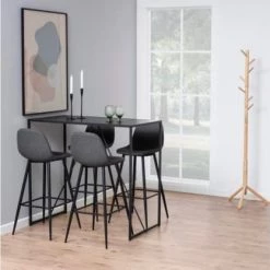 Meubles & Design Chaises Et Tabourets De Bar Lot De 2 Tabourets En Tissu Pieds En Métal Noir Gris Anthracite -Bancs Soldes lot de 2 tabourets en tissu pieds en metal noir gris anthracite 3
