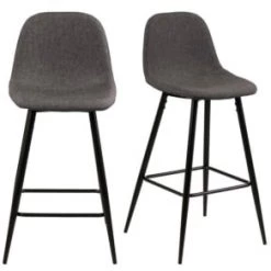 Meubles & Design Chaises Et Tabourets De Bar Lot De 2 Tabourets En Tissu Pieds En Métal Noir Gris Ciment 12 Meubles & Design Chaises Et Tabourets De Bar Lot De 2 Tabourets En Tissu Pieds En Métal Noir Gris Ciment -Bancs Soldes lot de 2 tabourets en tissu pieds en metal noir gris anthracite 5